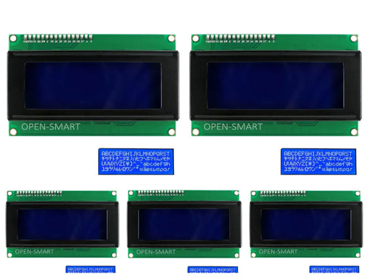 5PCS OPEN-SMART I2C / IIC 2004 LCD Blue Display Module Onboard Contrast Adjustment Potentiometer for Arduino